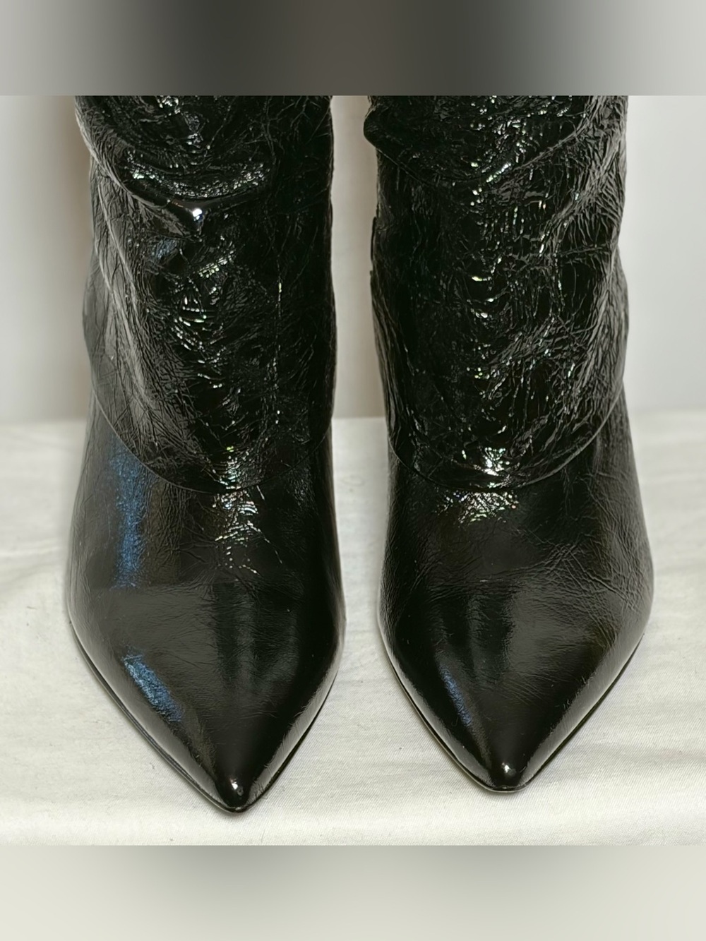 Vince Camuto Blaira Black Crinkle Patent
Leather Pointed Toe Ankle Booties, 6M - Picture 6 of 16